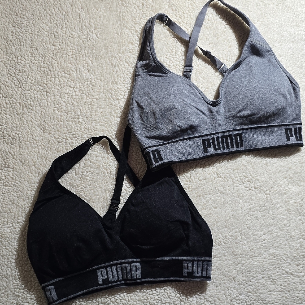 PUMA Black and Gray Sports Bras Set